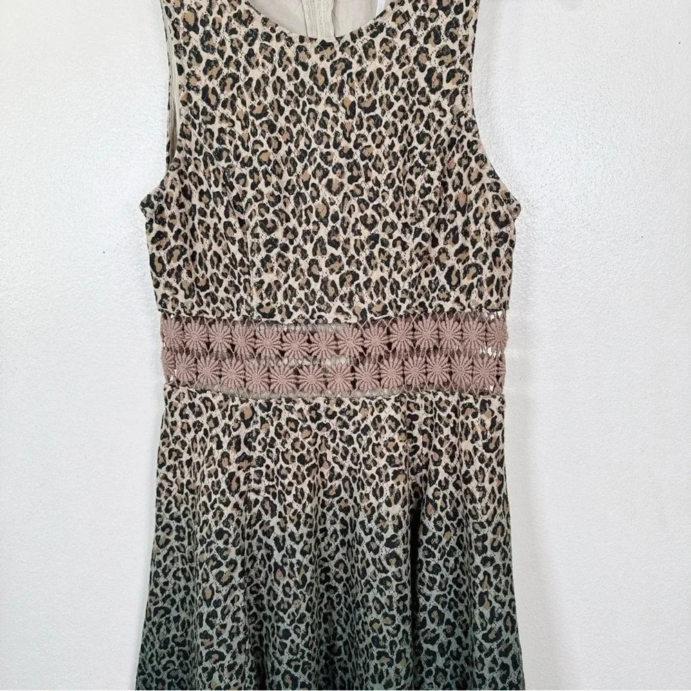 FREE PEOPLE Womens Size 2 Leopard Ombre Lace Daisy Dress - Picture 5 of 11